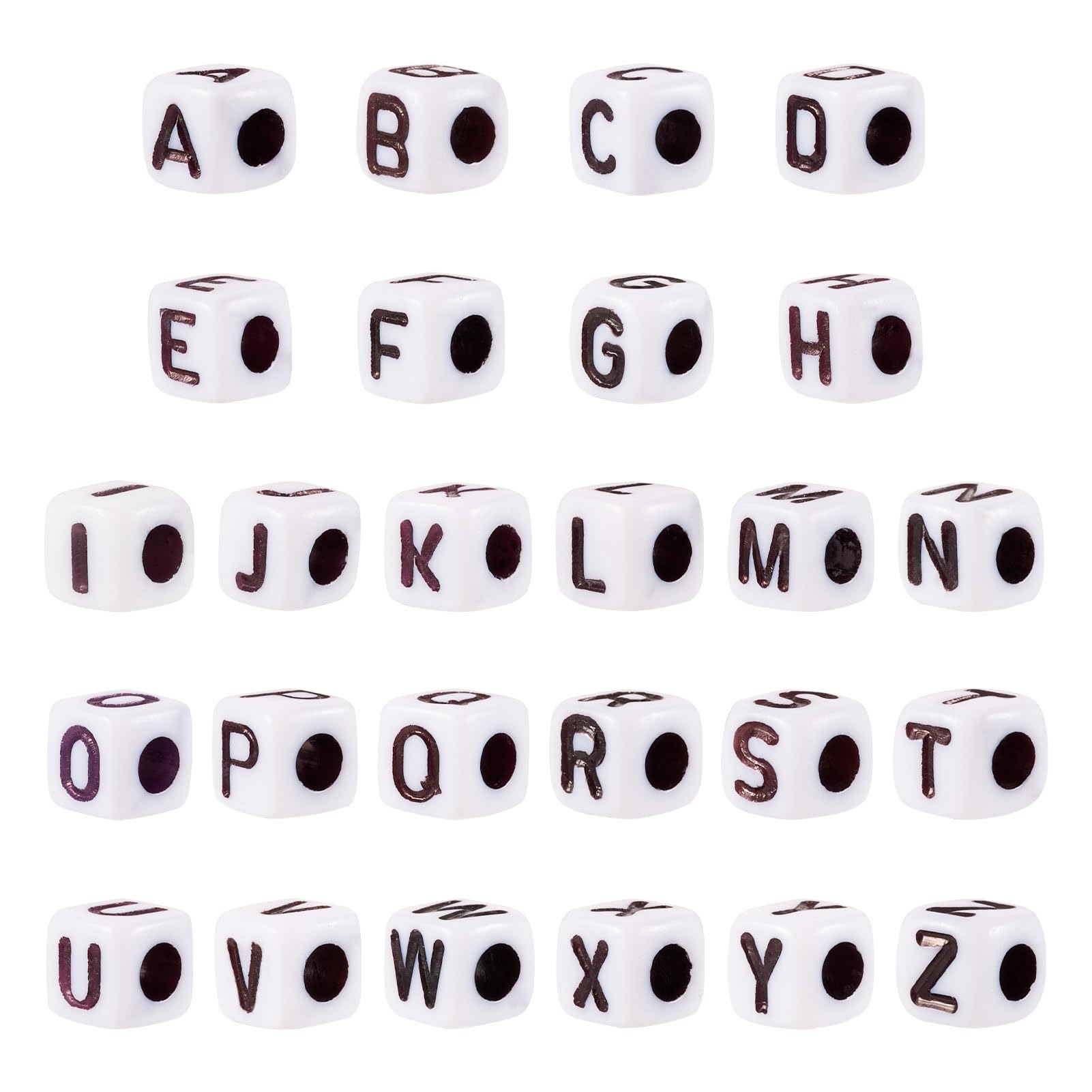 PandaHall 1300pcs Square Letter Beads 4-5mm Cube White Alphabet Beads A-Z Initial Acrylic Letter Beads for Friendship Bracelets Necklaces Jewelry Making