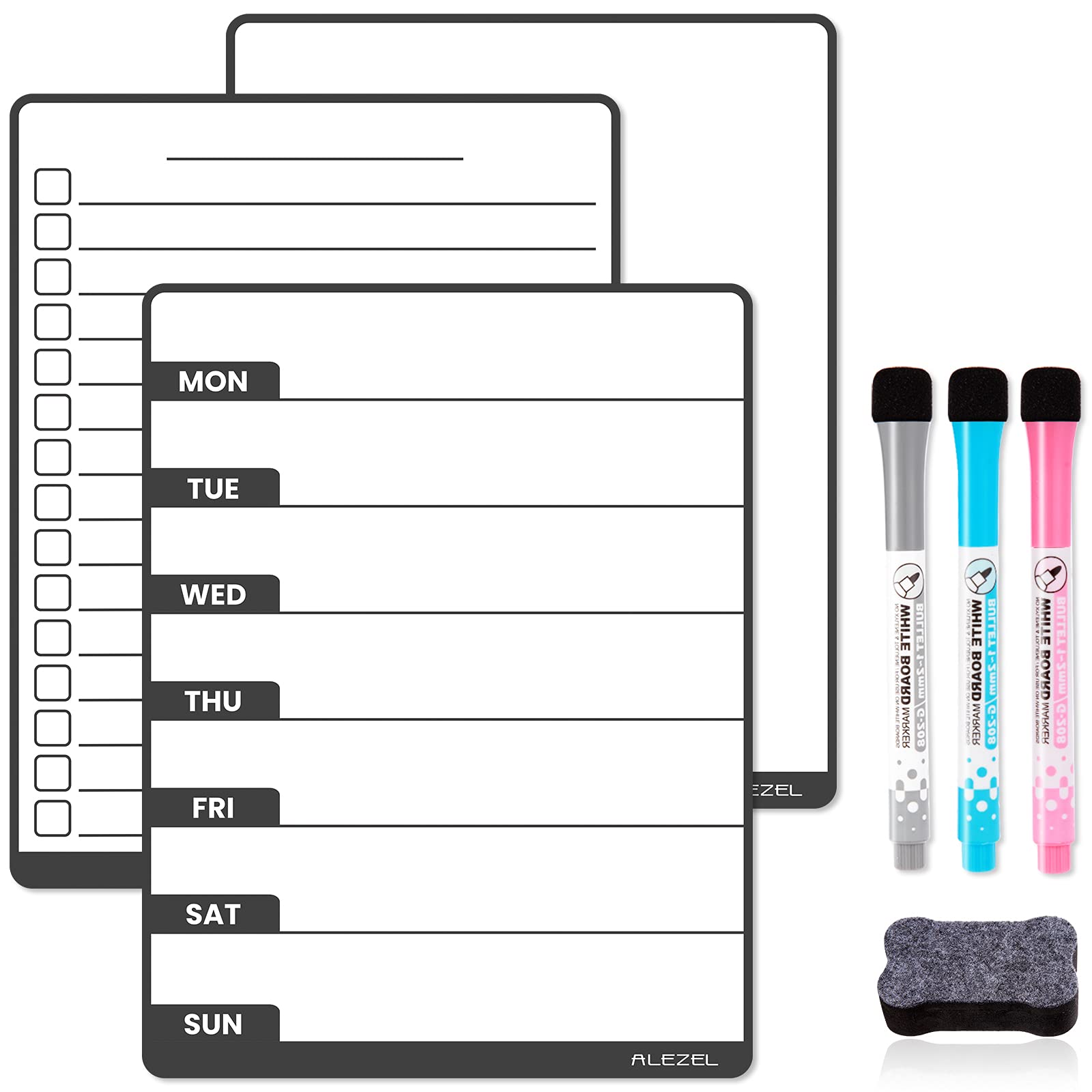 Buy ALEZEL Weekly Dry Erase Board for Fridge 8.5"x6.5", Weekly