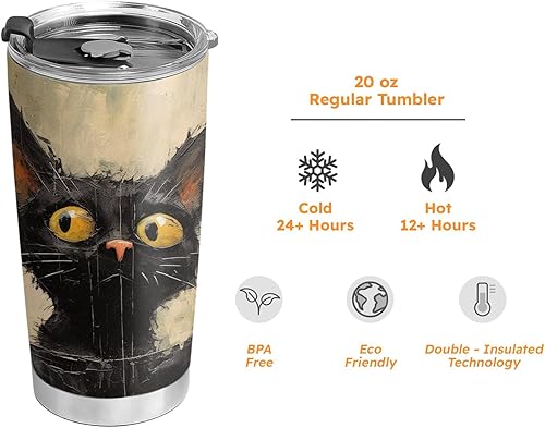 Miniatura 7 de Regalos de gato de 20 onzas para los amantes de los gatos, regalos de café para los amantes del café, retro vintage, divertido, fresco, lindo vaso