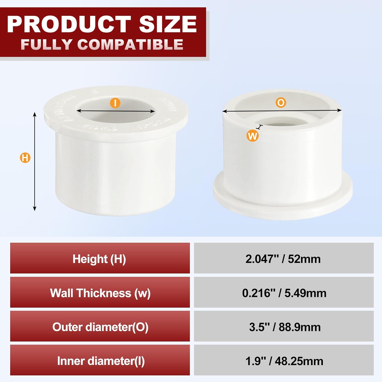 DTGN 10Pcs 3"x1 1/2" PVC Reducer Bushing Fitting, SCH40 (Spigot x Socket) Furniture Grade PVC Pipe Fitting, Reducer Bush Adapter for Home Sewer Plumbing, Industrial, Pipe Connection