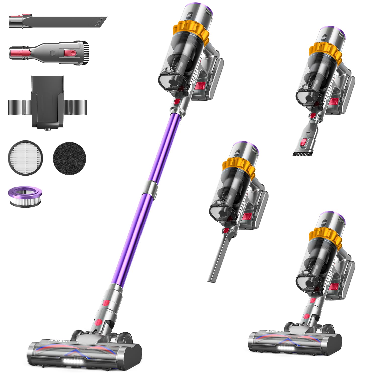 Aspirateur balai sans fil anti-enchevêtrement pour poils de chat et chien sur tapis