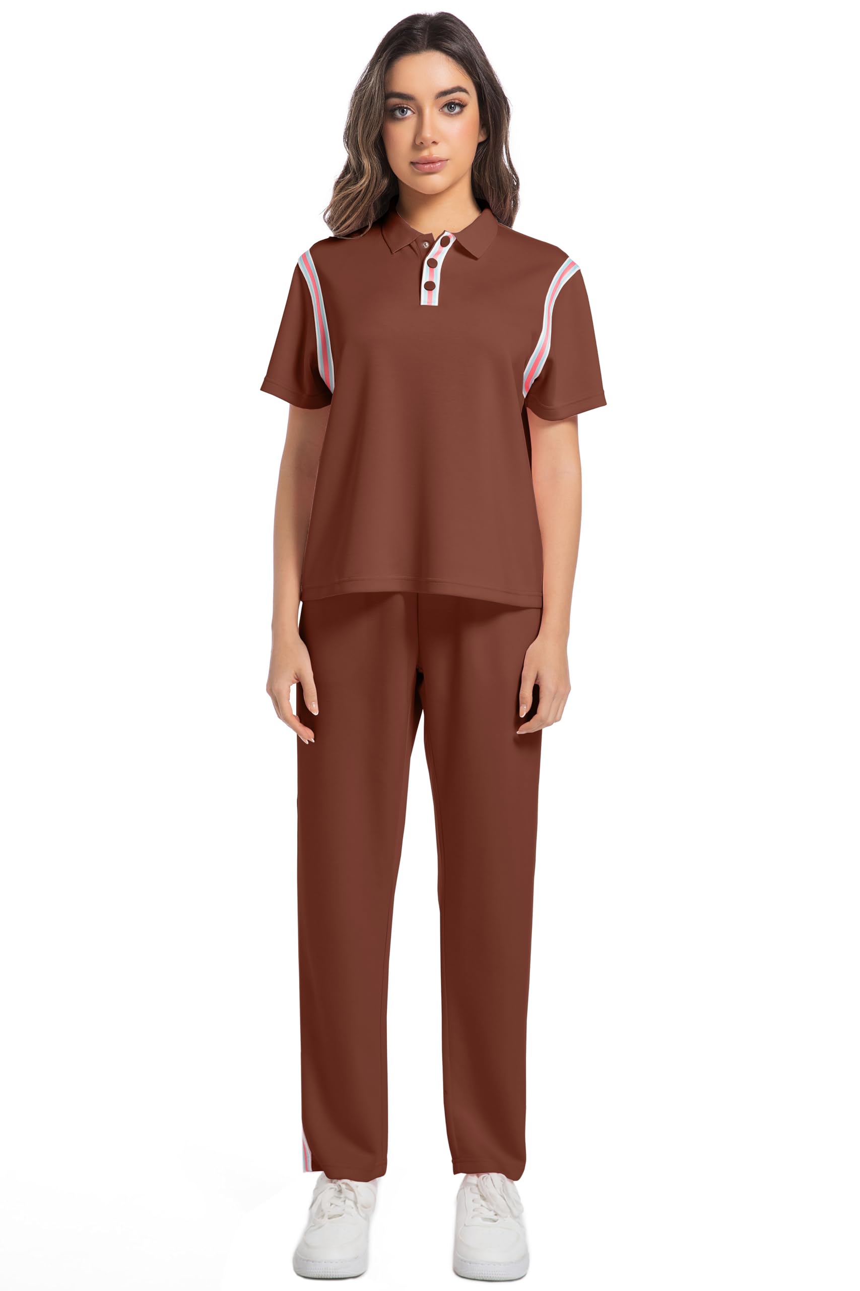 Damen Trainingsanzug Jogginganzug 2 Teilige Kurzarm Top/Hose Freizeitkleidung Sportswear Sommer Jogger Lounge Sets