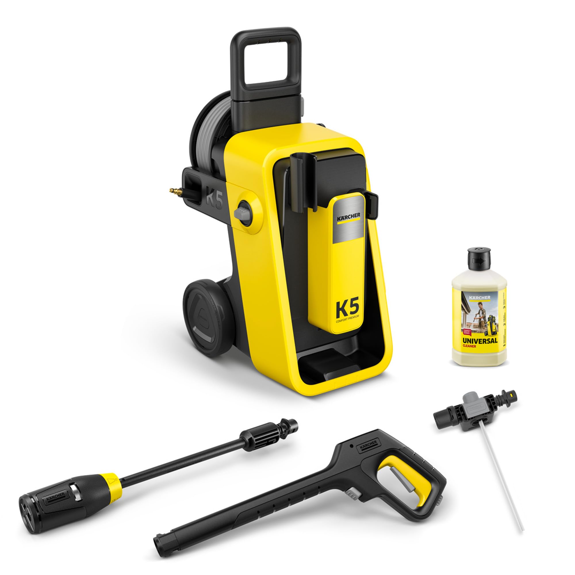 Kärcher K 5 Comfort Premium Pressure Washer, Pressure: 145 Bar, Flow Rate: 500 l/h, Surface: 40 m²/h, Extra Flexible High Pressure Hose, Hose Reel, Multi Jet 4-in-1