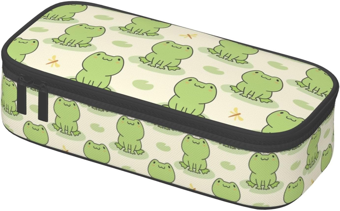 Cute Frog Animal Pencil Case Big Capacity Storage Pencil Pouch Stationery Bags With Zipper Portable Pen Holder Box Organizer For Boys Student College School Office Supplies