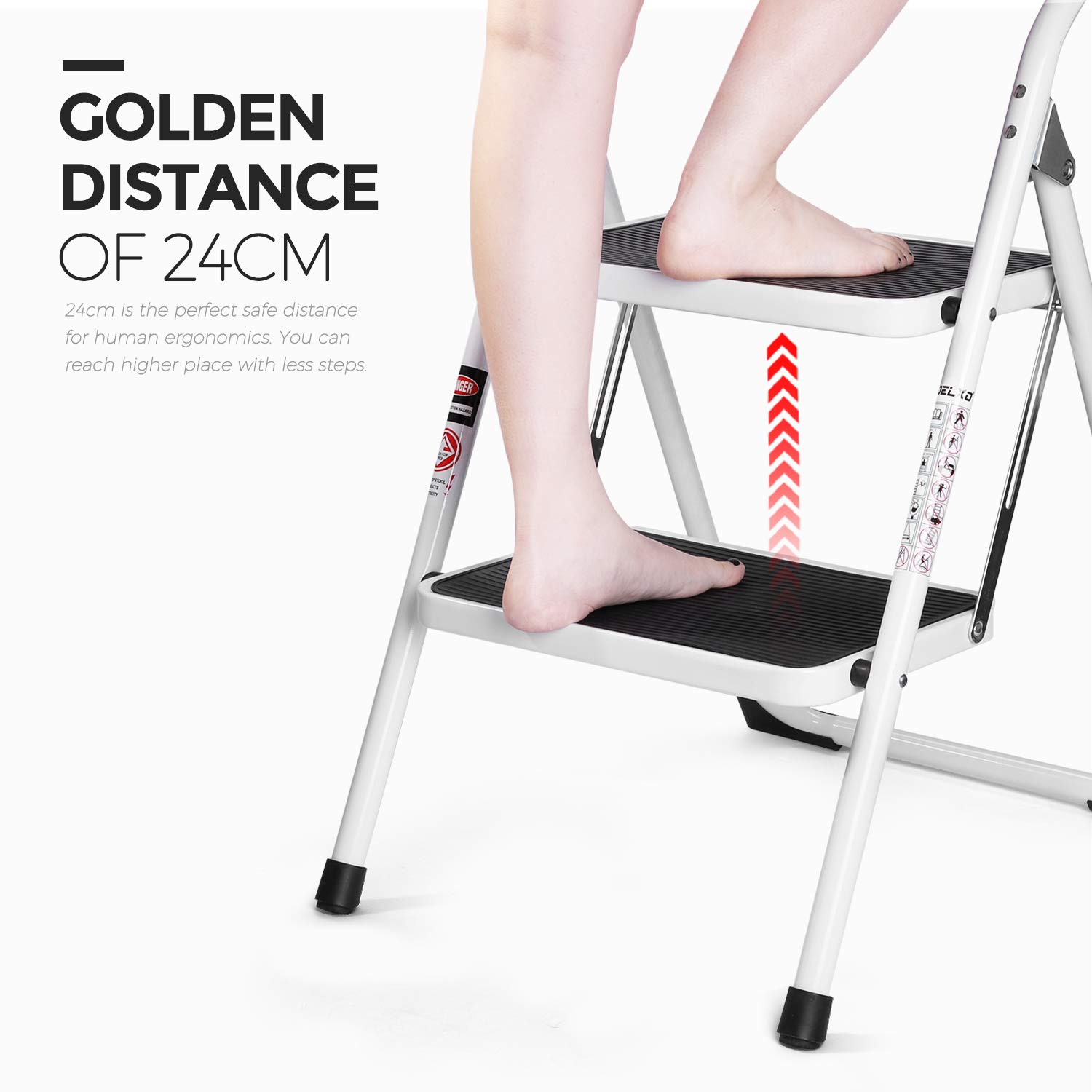 Delxo 2 Step Stool Folding Step Stool Steel Stepladders with Handgrip