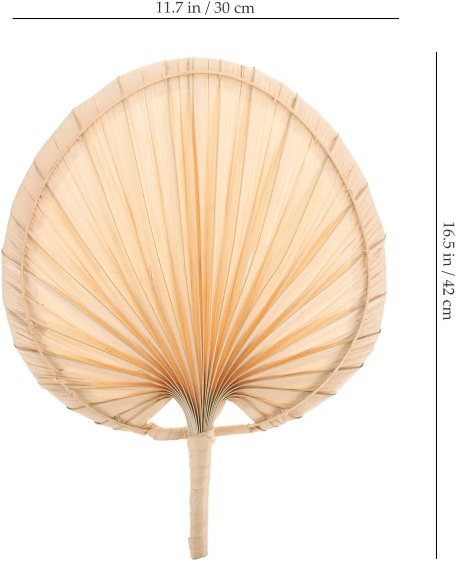 DOITOOL Vintage Woven Palm Leaf Handheld Fan 16.5 Inch Portable Summer Fan for Outdoor Office Wedding Party Decorative Folding Set of 2