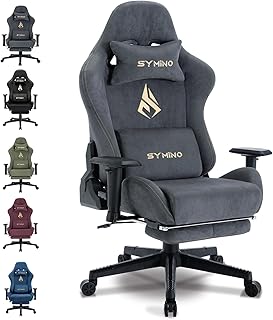 Symino Gaming Chair, Breathable Office Chair Made of High-Quality Fabric, As Soft as Fur, Ergonomic PC Chair, Adjustable a...