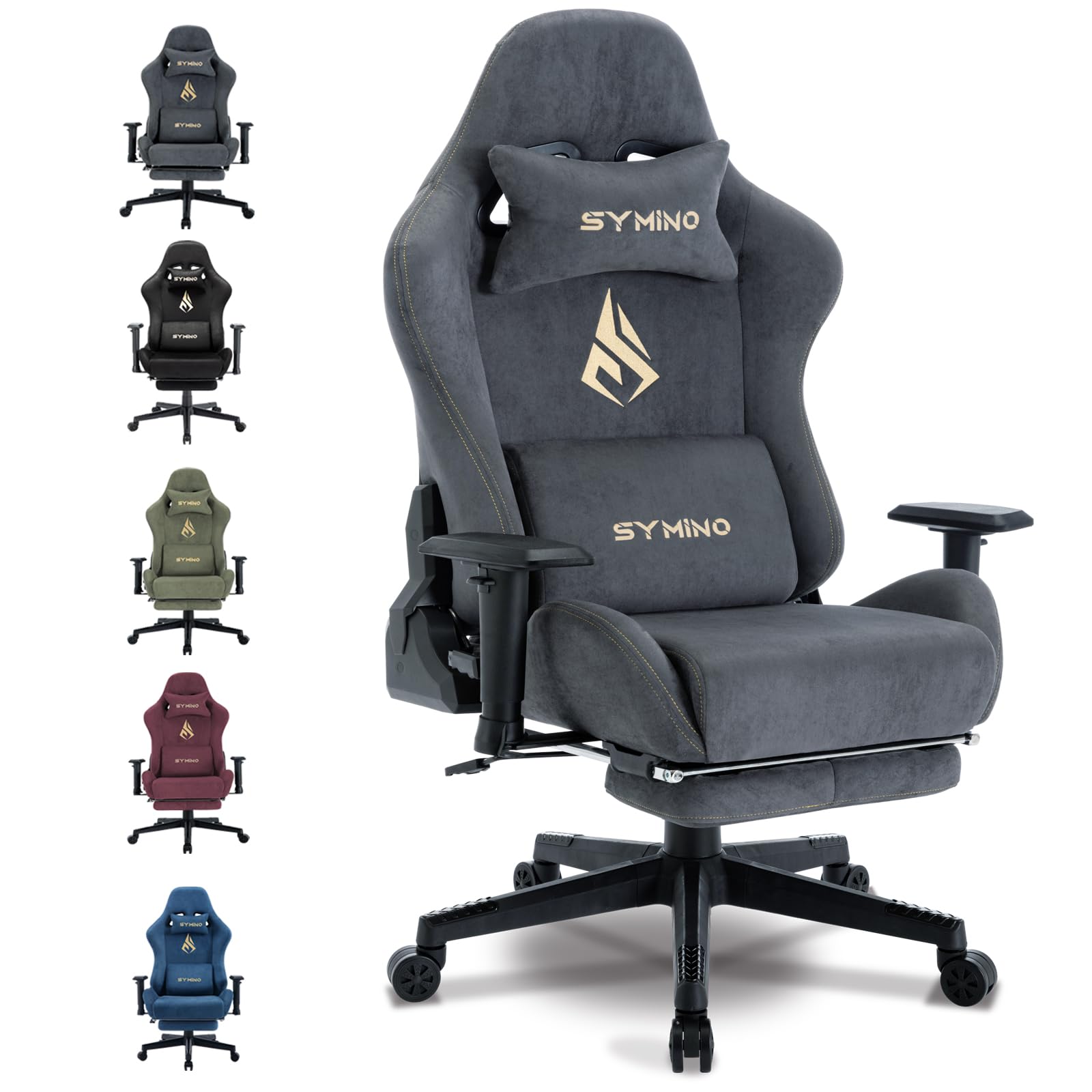 Symino Gaming Stuhl, Atmungsaktiver Bürostuhl aus Hochwertigem Stoff, So Weich Wie Pelz, Ergonomi...
