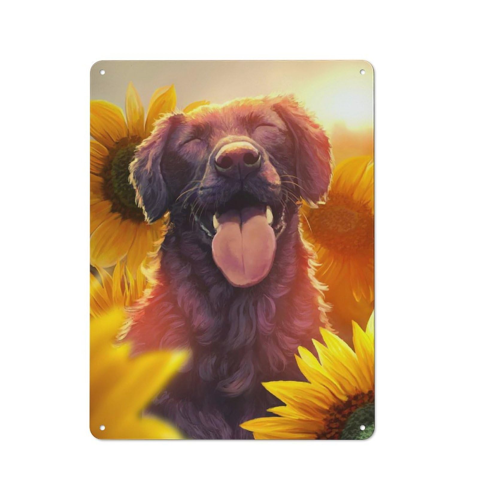 Sunflowers And Happiness Rustic Metal Sign 40x30cm for Hobby Room Or Studio, Suited to Hobby Room Decor Fans