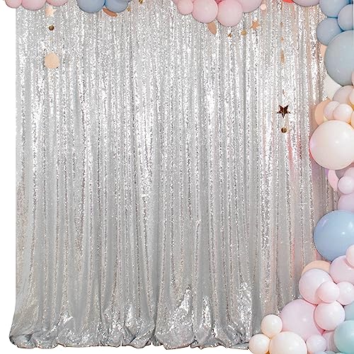 ShiDianYi Sequin Backdrop Silver 20X10FT Wedding Backdrop Photo Booth Glitter Backdrop for Party Shimmer Backdrop Curtain Photography Background Decoration