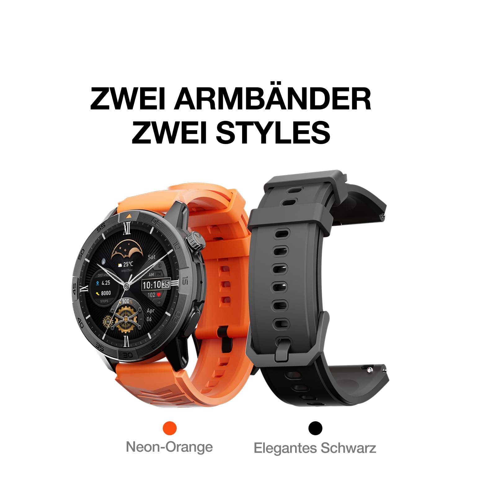 AGM Legion Pro Militär Smartwatch Herren, Robuste Fitnessuhr Wasserdicht 5ATM, 1,43" AMOLED Outdoor Sportuhr mit GPS, Offline-Karten für Routenaufzeichnung, MIL-STD-810H, Anrufe, 2 Armbänder