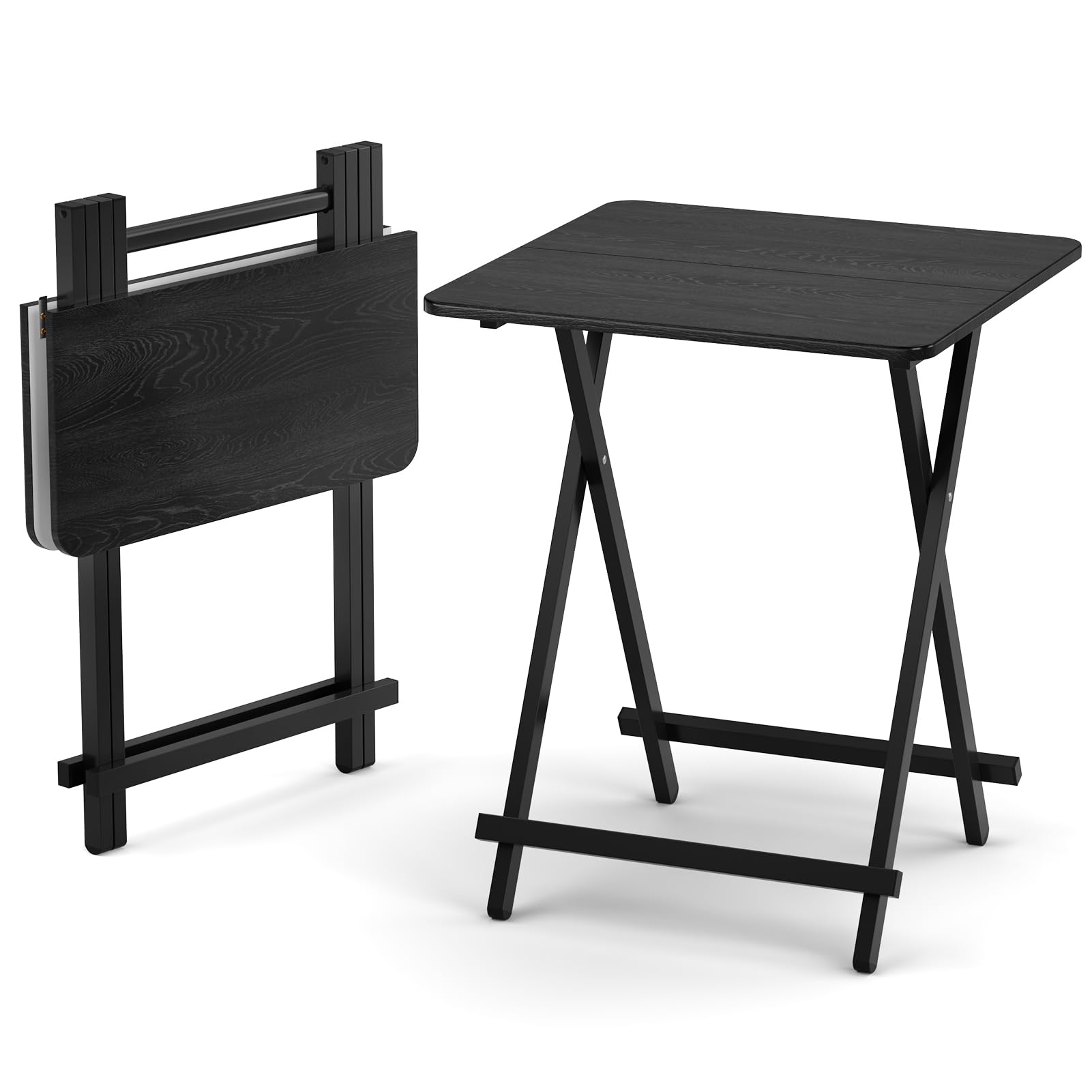 Warmiehomy Folding Dining Table Small Portable TV Tables for Eating Foldable Table Computer Desk Table Diner Tea Coffee(Black,70 * 70cm)