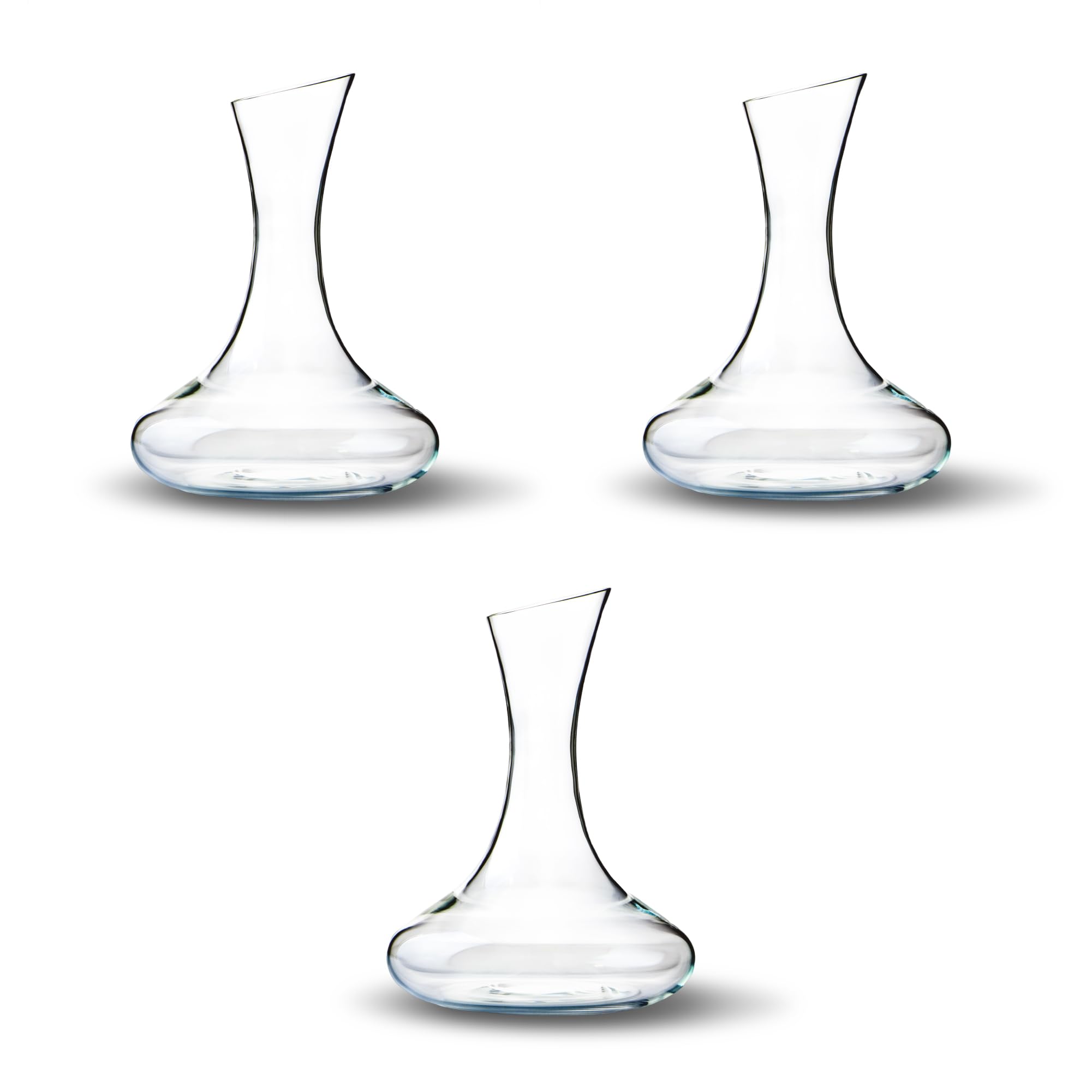 Katie Jayne 3-Pack Signature 1.5L Mouth-Blown Glass Wine Decanters/Aerators | 30.5Cm Carafes For Port With Wide Base | Wine Pourers With Flared Neck For Enhanced Flavour | Gift-Boxed Wine Glassware