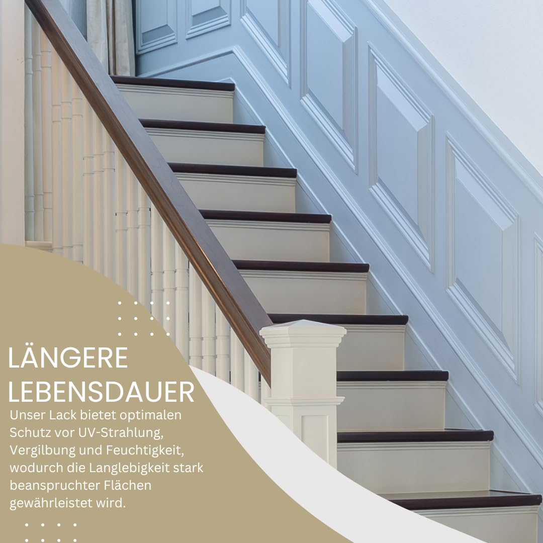 Contura 2K Fussbodenlack Treppenlack Farbe Buntlack Seidenmatt Dielenlack Parkettlack (9010 Reinweiß, 2,75Liter (2,75L+250ml Härter))