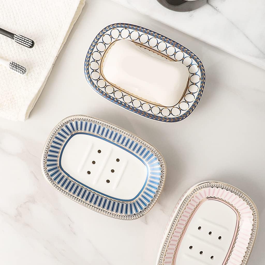 Shower Wall Soap Holder Nordic Style Ceramic Soap Dish Drain Soap Dish Indoor Washbasin Bathroom Kitchen Double-Layer Soap Dish Simple Soap Rack Bathroom Soap Dishes (Color : 1) (B)