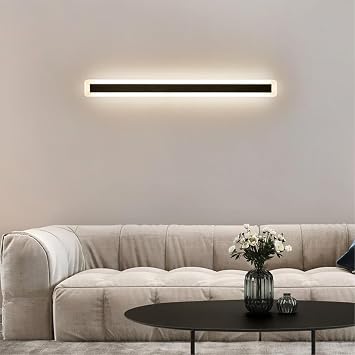 Minimalist Black LED Ceiling Light Fixture, Linear Flush Mount Lamp, Industrial Style for Kitchen, Entryway, Bathroom, Living Room