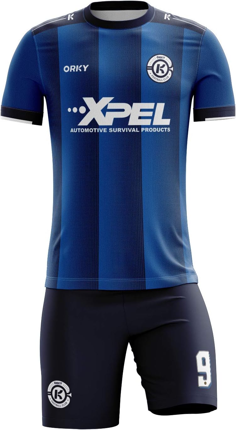 ORKY Men Soccer Jersey with Short, Customize Name Number Team Outfit, Custom Made Football Tournament Uniform Leader