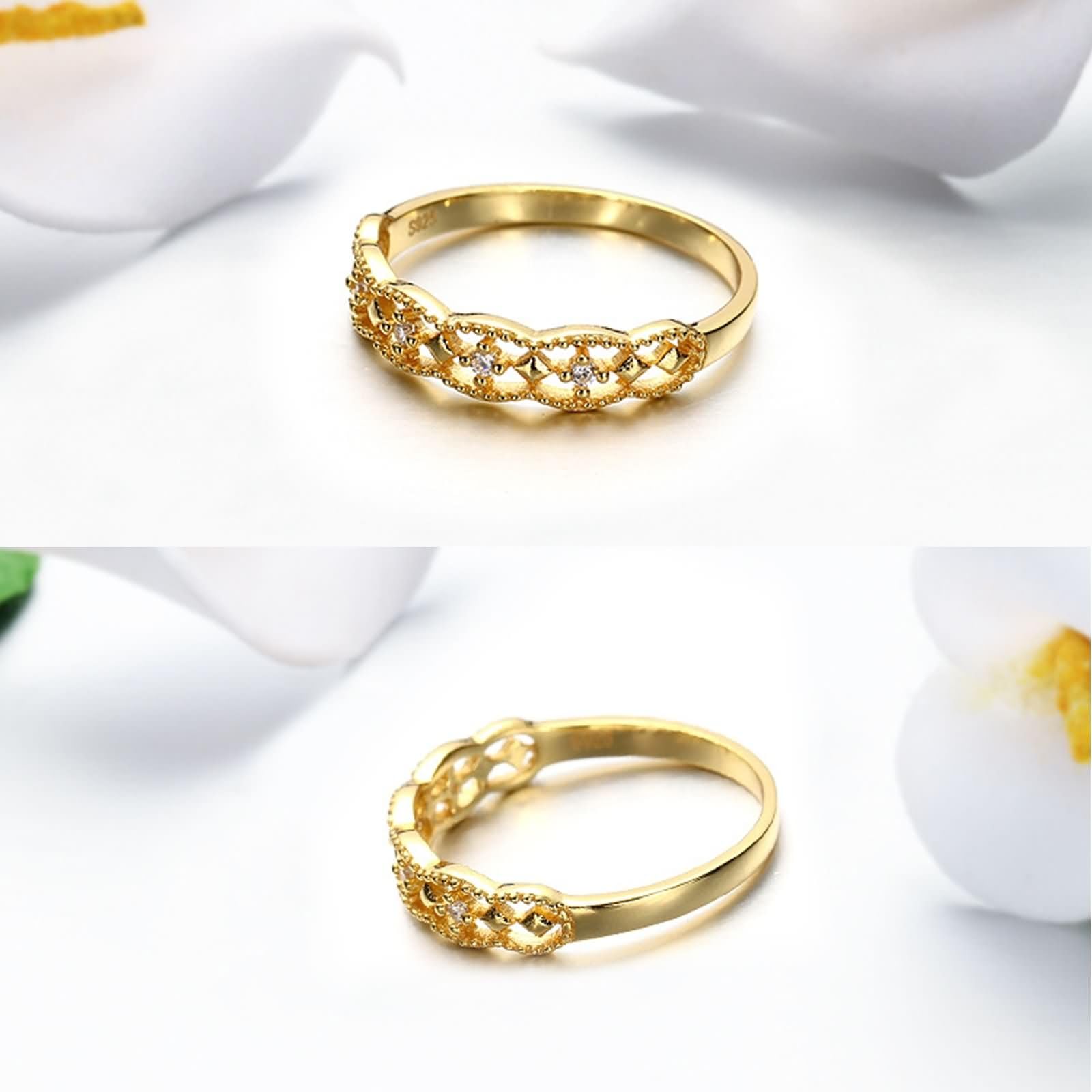 Beydodo Anillo Matrimonio Oro Amarillo Mujer 9 14 18K con Redondo Hueco con Moissanita, Anillo de Matrimonio Oro para Mujer
