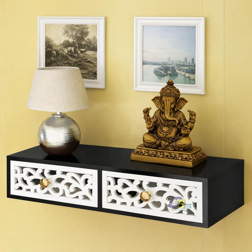 DDS Dream Decor Shoppee - TV Stand Multipurpose TV Unit/Wall Set Top Box Stand Shelf can be Used as Set top Box Book Shelf/Display Shelves in Living/Dining/Offices etc. (Black White)-image-19