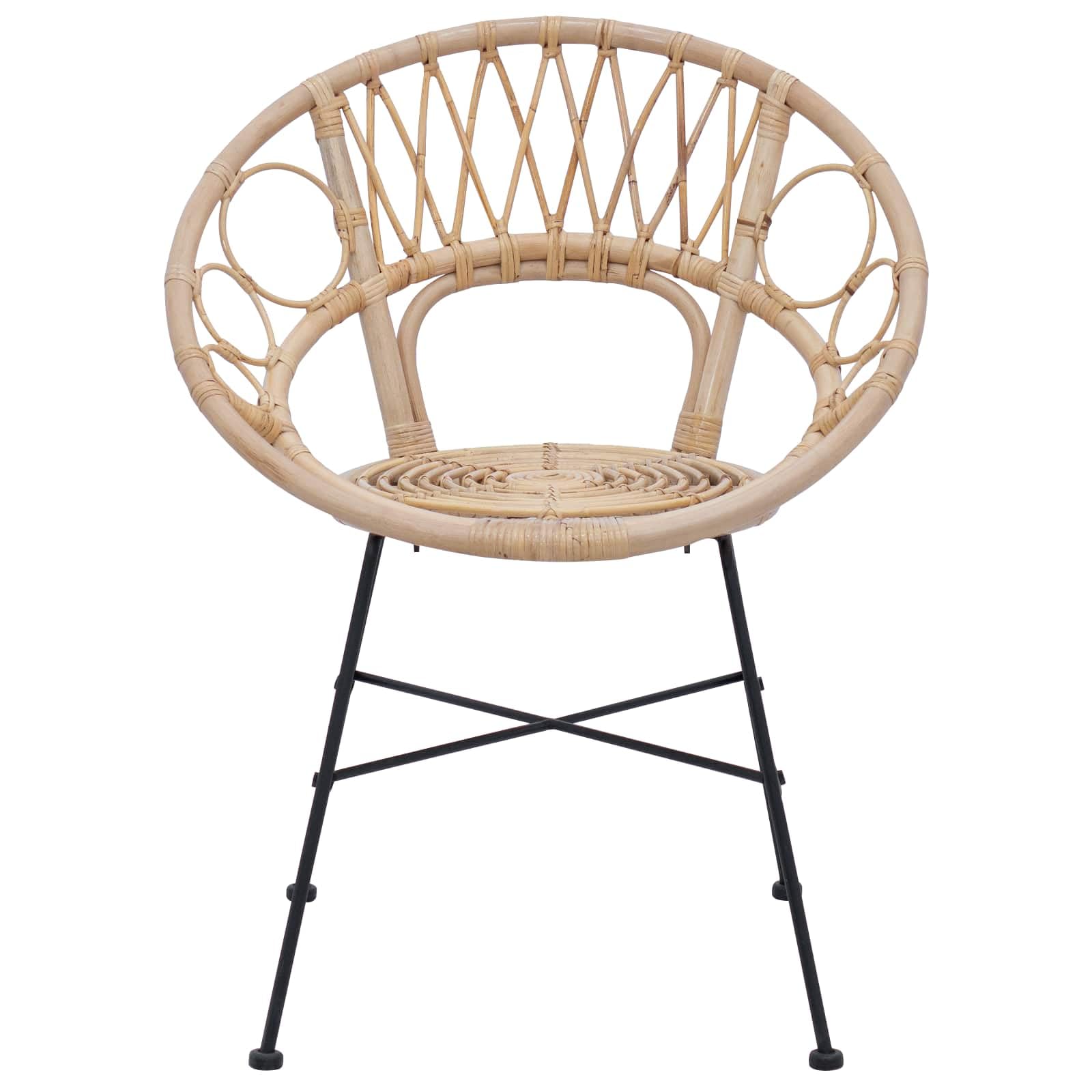 Rattanowe żelazne minimalistyczne do jadalni Round Brązowy 49 x 51 x 81 cm