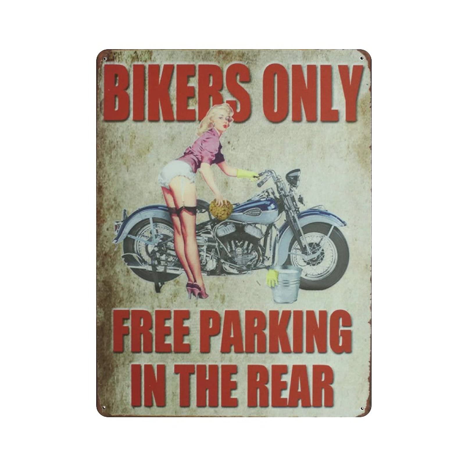 Metal Tin Sign Bikers Only Free Pin Up Girl Vintage Tin Poster Metal Sign Wall Decoration Country Kitchen Home Garage Decor 16"x12"