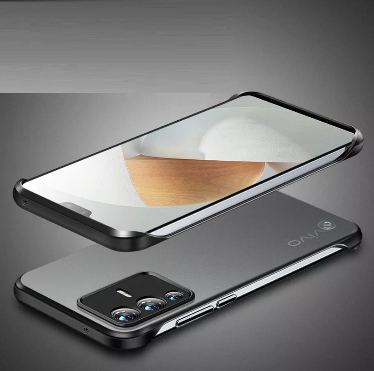 REALCASE Vivo V23 5G Back Cover Case Stylish Frameless Matte Hard Back  Skin Soft TPU Shock Proof Bumper Back Cover for Vivo V23 5G (F-Blue)