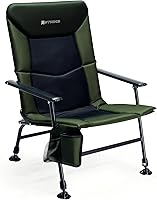XStrike Oversized Folding Fishing Chair with Rod Holder - 350 lbs Heavy Duty, Adjustable Feet, Padded High Back, Cup Holder & Side Pocket