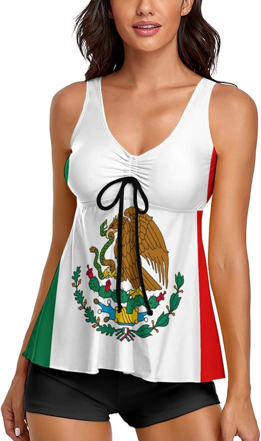 Adugen Origei Mexican Flag Women's Two-Piece Swimsuit Triangle Bathing Swimsuit Beach Party M