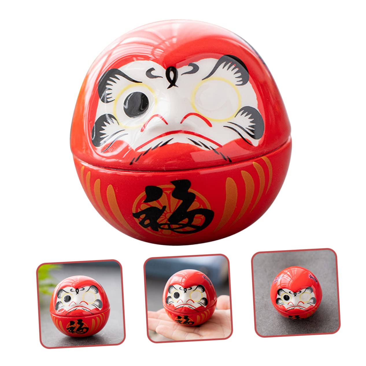 TOPBATHY 4 Piezas de Darma decoración Japonesa estatuilla Japonesa de decoración Oficina decoración Dormitorio Suerte tambaleándose decoración de Gatos cerámica Rojo