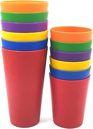 KX-WARE Vasos de plástico de 32 onzas y 18 onzas, juego de 12 unidades, multicolor, irrompibles, aptos para lavavajillas, sin BPA