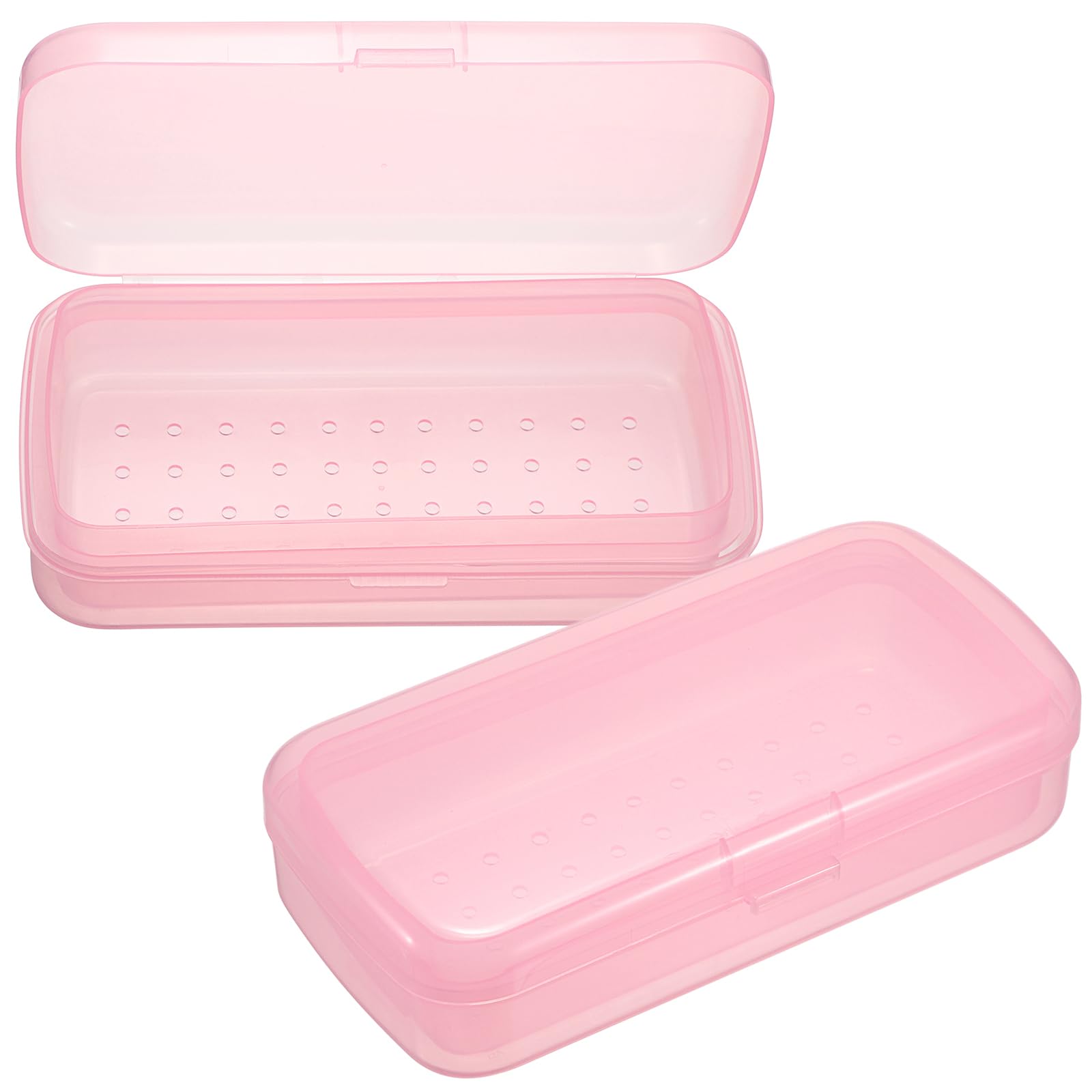 OGANAZI 2 Pcs Plastic Nail Art Tool Disinfection Boxes with Tray, Nail Art Sterilizer Cleaning Tray