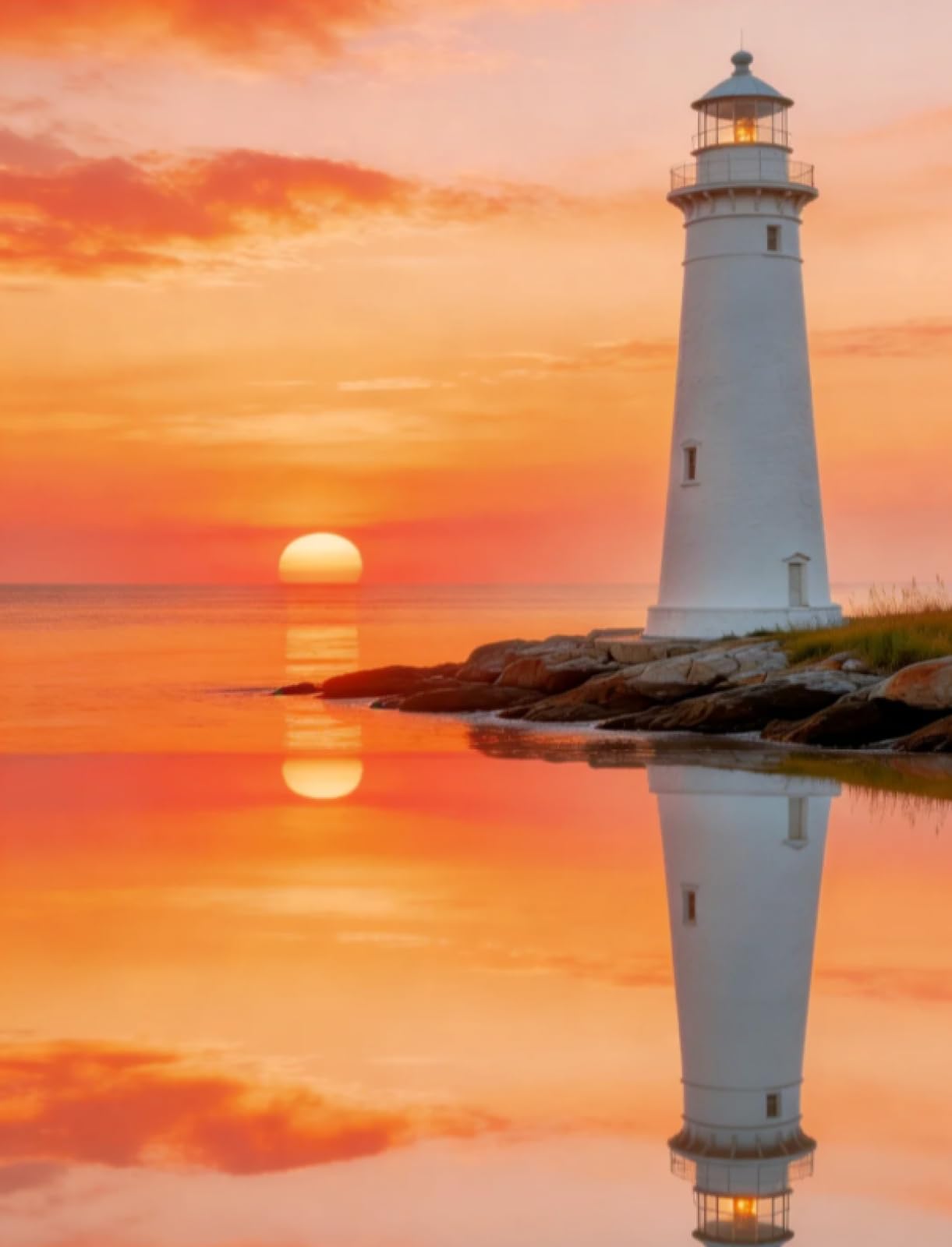 Stithej Stamped Cross Stitch Kit Sunset Lighthouse for Adult Beginner