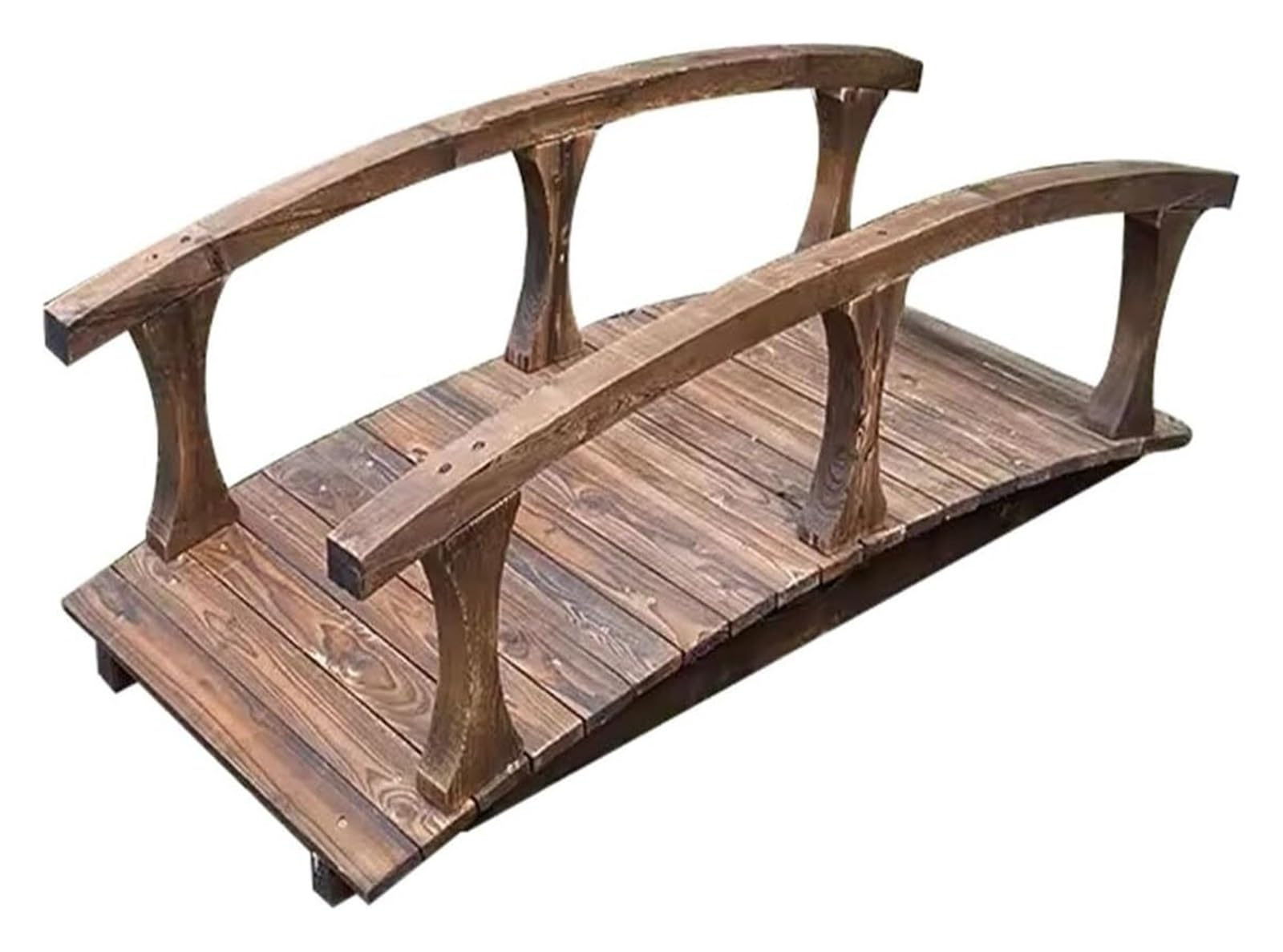 Wooden Garden Bridge, Wood Garden Bridge, Little Water Bridge with Double Rails, Rustic Path Bridges Decoration
