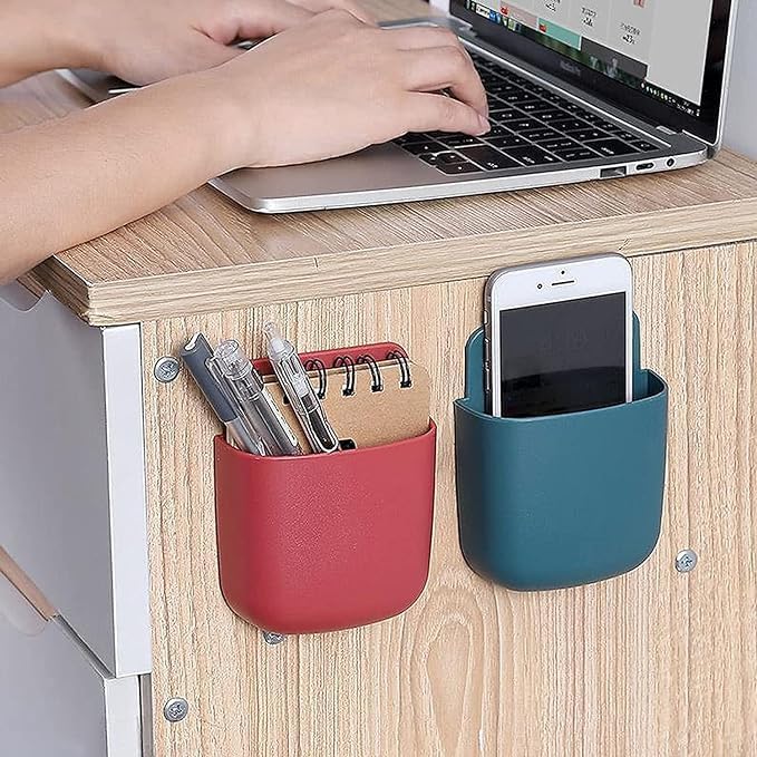 Glitzn Plastic Wall Mounted Storage Case for Remote, Toothbrush, Mobile Phone Plug Holder for Bedroom, Toilet, Bathroom, Office, Desktop (Set of - 6) 4
