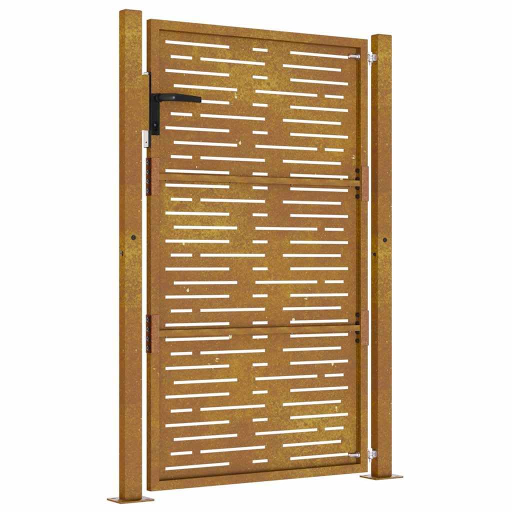 Portal de jardín de acero corten 100 x 125 cm, diseño cuadrado con postes