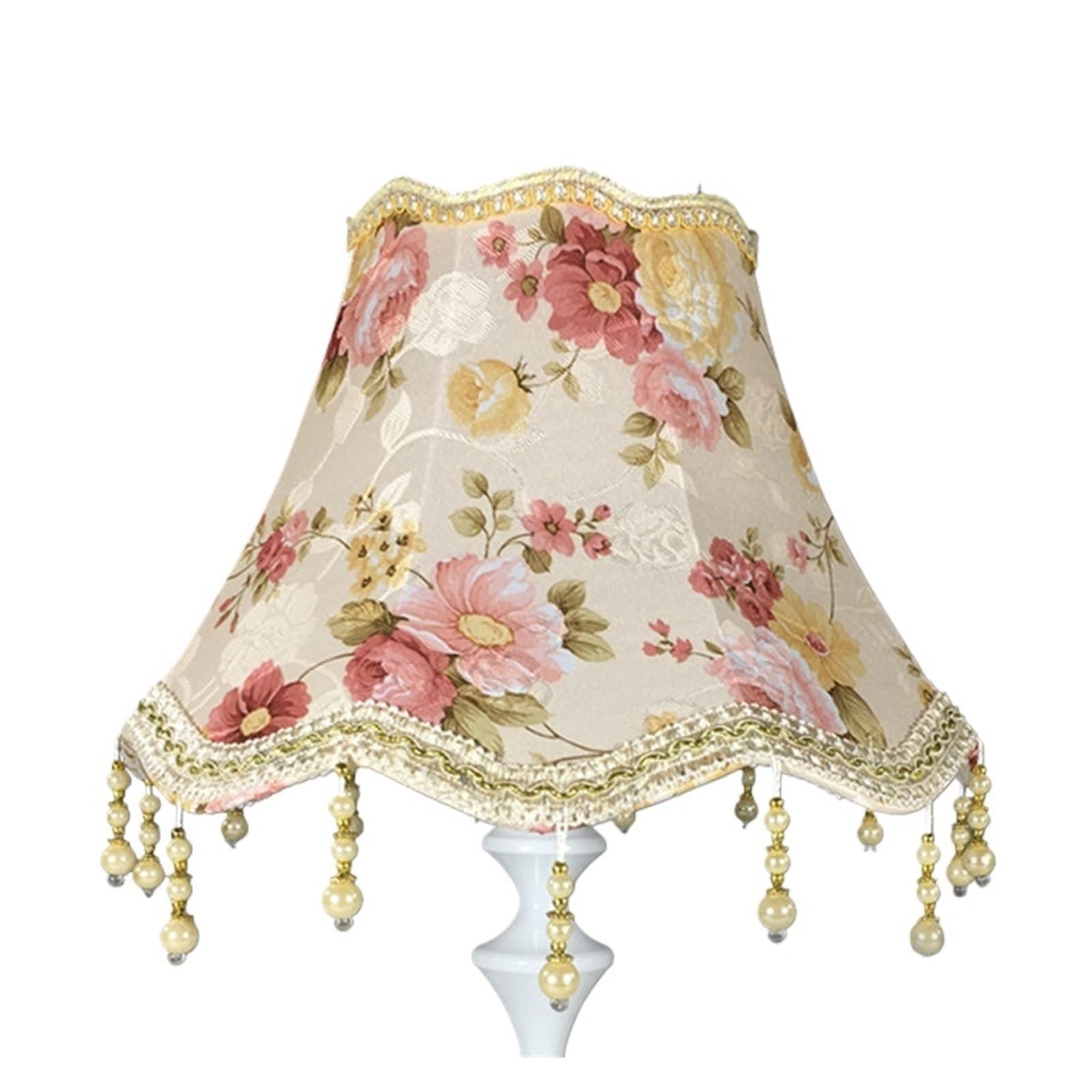 Luysgbxr Pink Tassel Lampshade Vintage Tassel Pearl Beads Table Lamp Shade Fabric Lampshade Wall Bedroom Bedside Lampcover