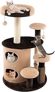 Tangkula Cat Tree for Indoor Cats, 40 Inch Multi-Level Cat Tower with Scratching Posts, Top Perch, Jingling Fur Balls, Massage Post, 2-Floor Cat Condo, Carpet Cute Cat Tree for Large Cats and Kittens