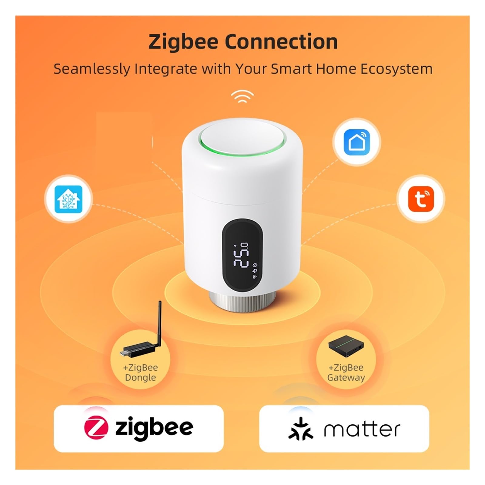 Zawór Termostatyczny TUYA Zigbee, Inteligentny TRV, Sterowanie Temperaturą Dla Alexa Google Home OszczęDza Energię I Koszty Ogrzewania(2PCS)