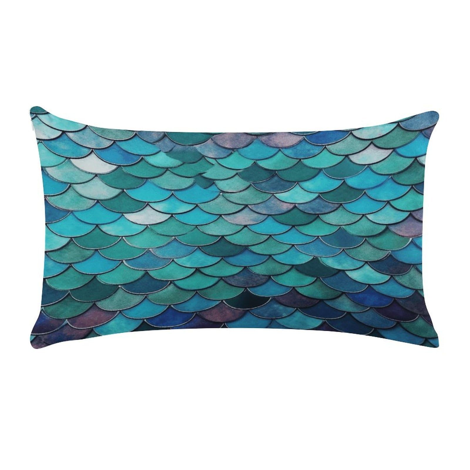 VstaDank Mermaid Throw Pillow Cover Rectangular Lumbar Throw Pillow Case Soft Farmhouse Accent Decorative Cushion Cases Short Plush Pillowcase with Zipper 12 X 20 Inch