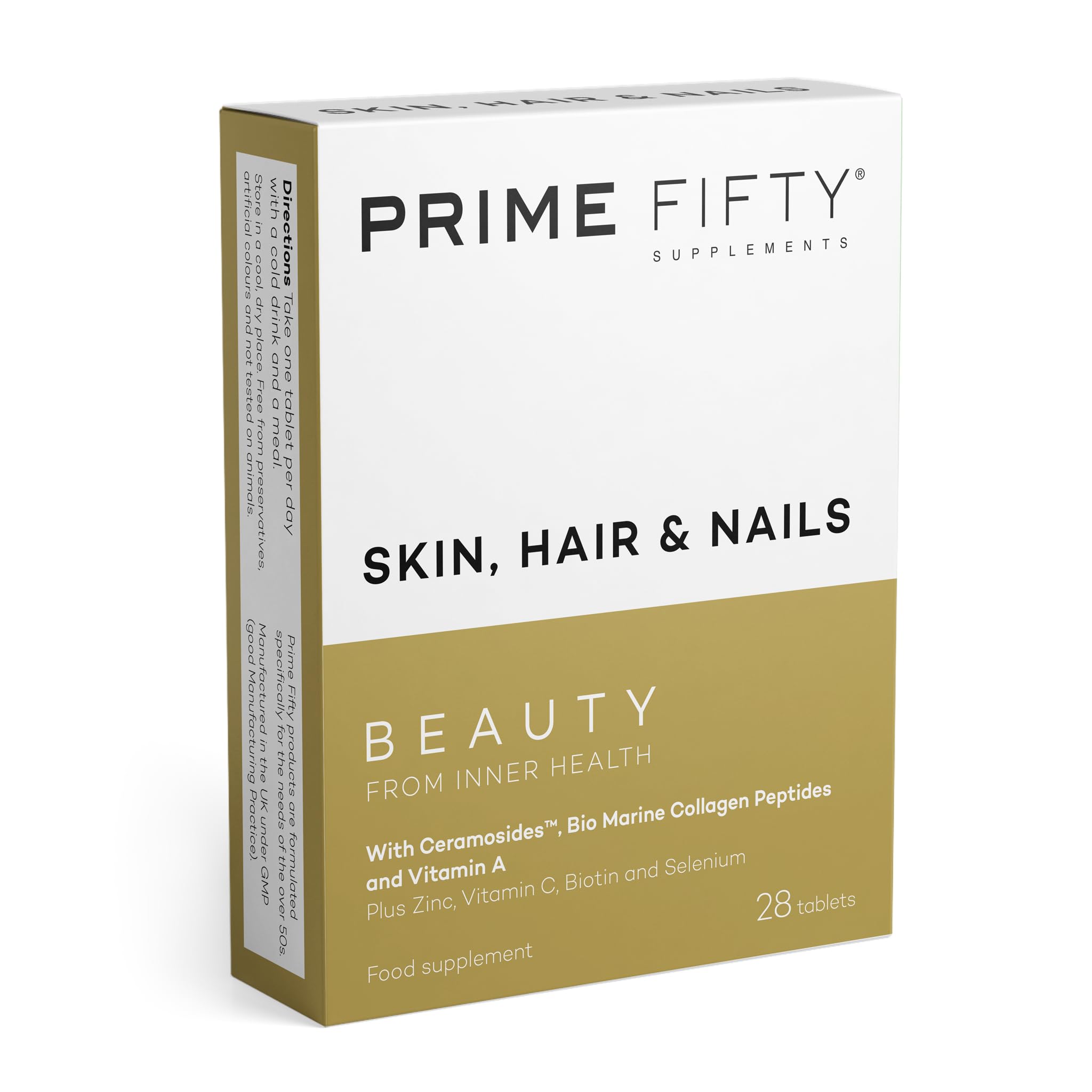 Skin, Hair & Nails Supplement with Collagen Support – Vitamin C, E, Zinc & Selenium for Skin Elasticity & Radiance – Antioxidant Beauty Formula for Women & Men – 28 Tablets