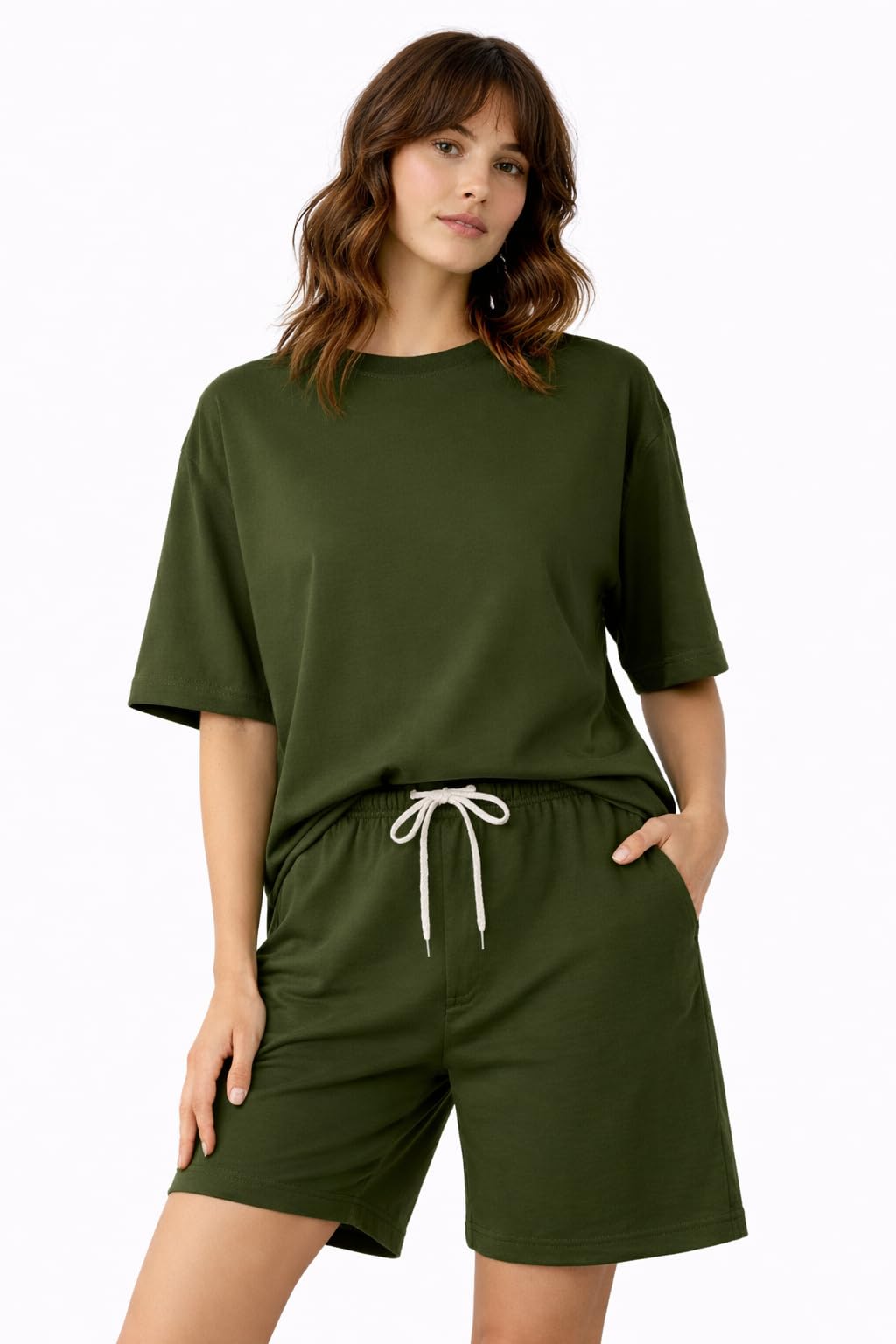zilcon Women’s Solid Color T-Shirt & Drawstring Shorts Co-Ord Set | Casual Lounge Wear Summer Outfit-picture-10