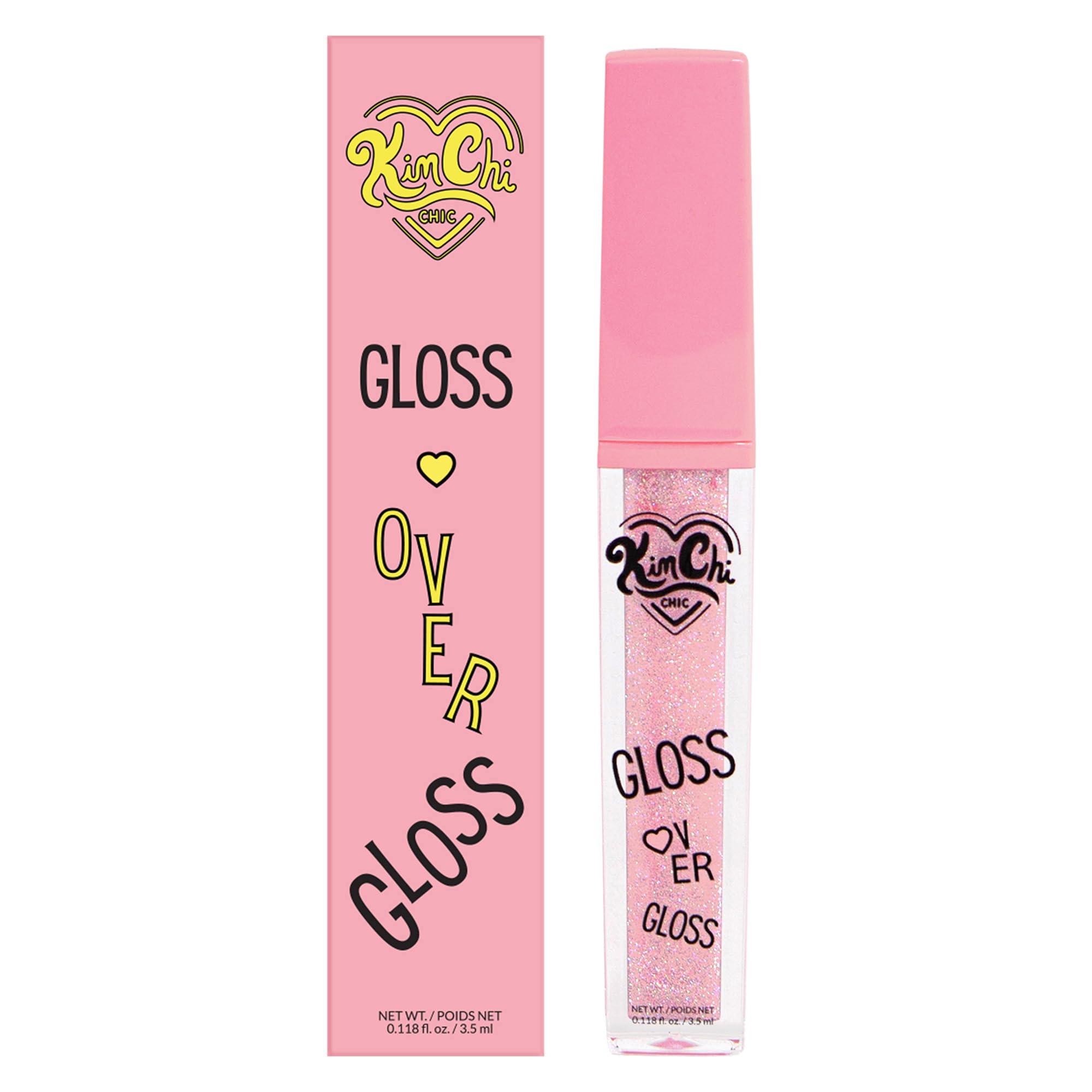 Kimchi Chic Beauty Gloss Over Gloss, Shimmery Micro-Sparkle Lip Gloss To Wear Alone Or Over Lipstick, Fragrance-Free Luscious Lip Balm, Shimmery Pink, 06 Pink Shimmer, 0.35ml