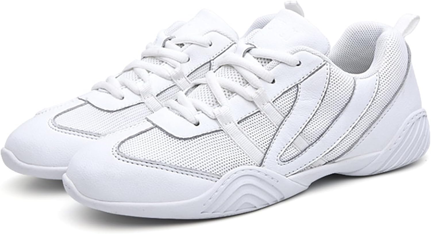 WUIWUIYU Boys Girls White Cheer Shoes Lace Up School Cheerleading Competition Dance Sports Sneakers Shoe