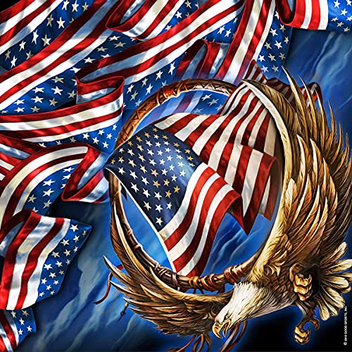 Hot Leathers BAB1092 Hoop Eagle Bandana - 21X21