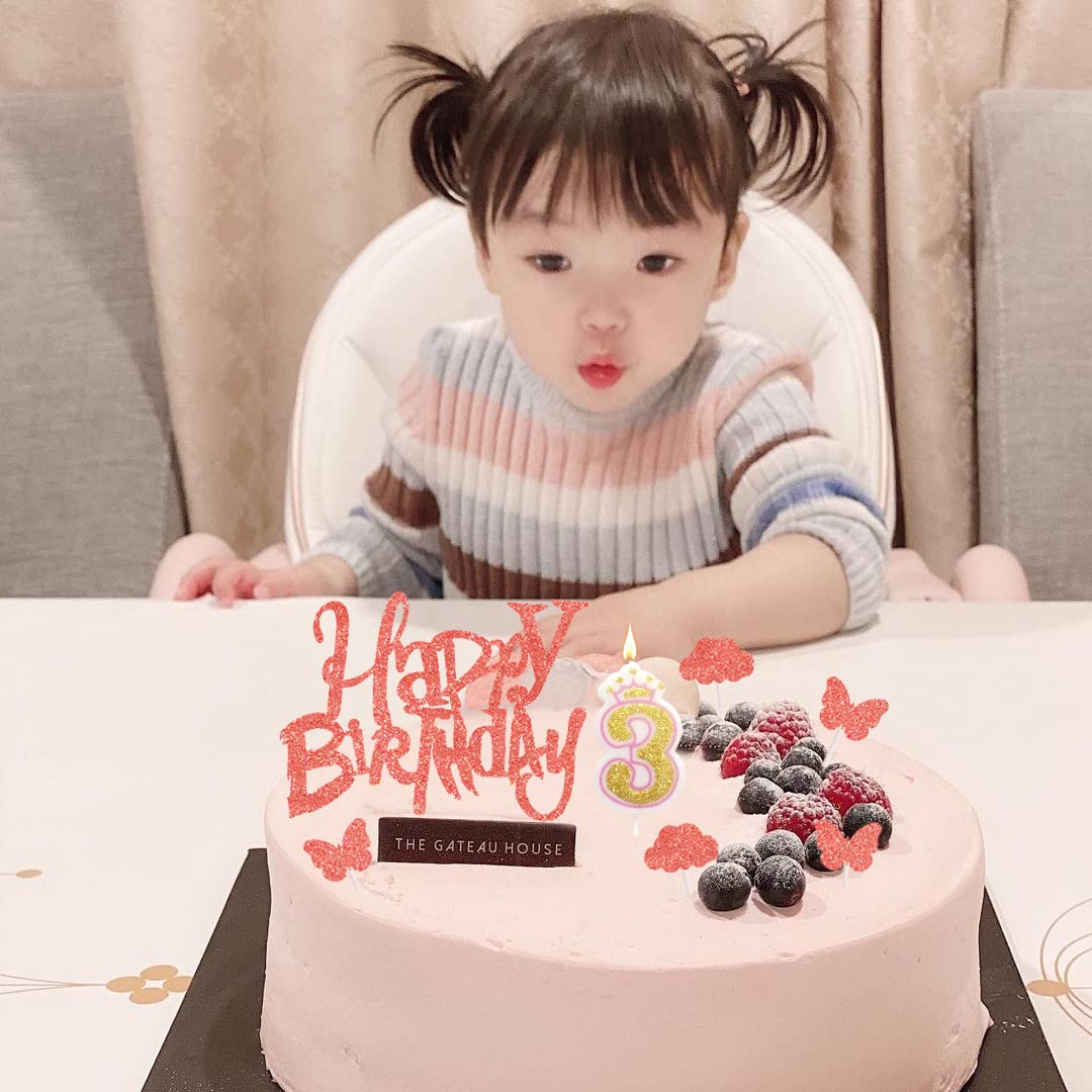 26-teiliges Kuchendekor-Set Zum 3. Geburtstag – Minnie Mouse, Cupcake-Topper & Kuchenaufsatz, Lebensmittelecht