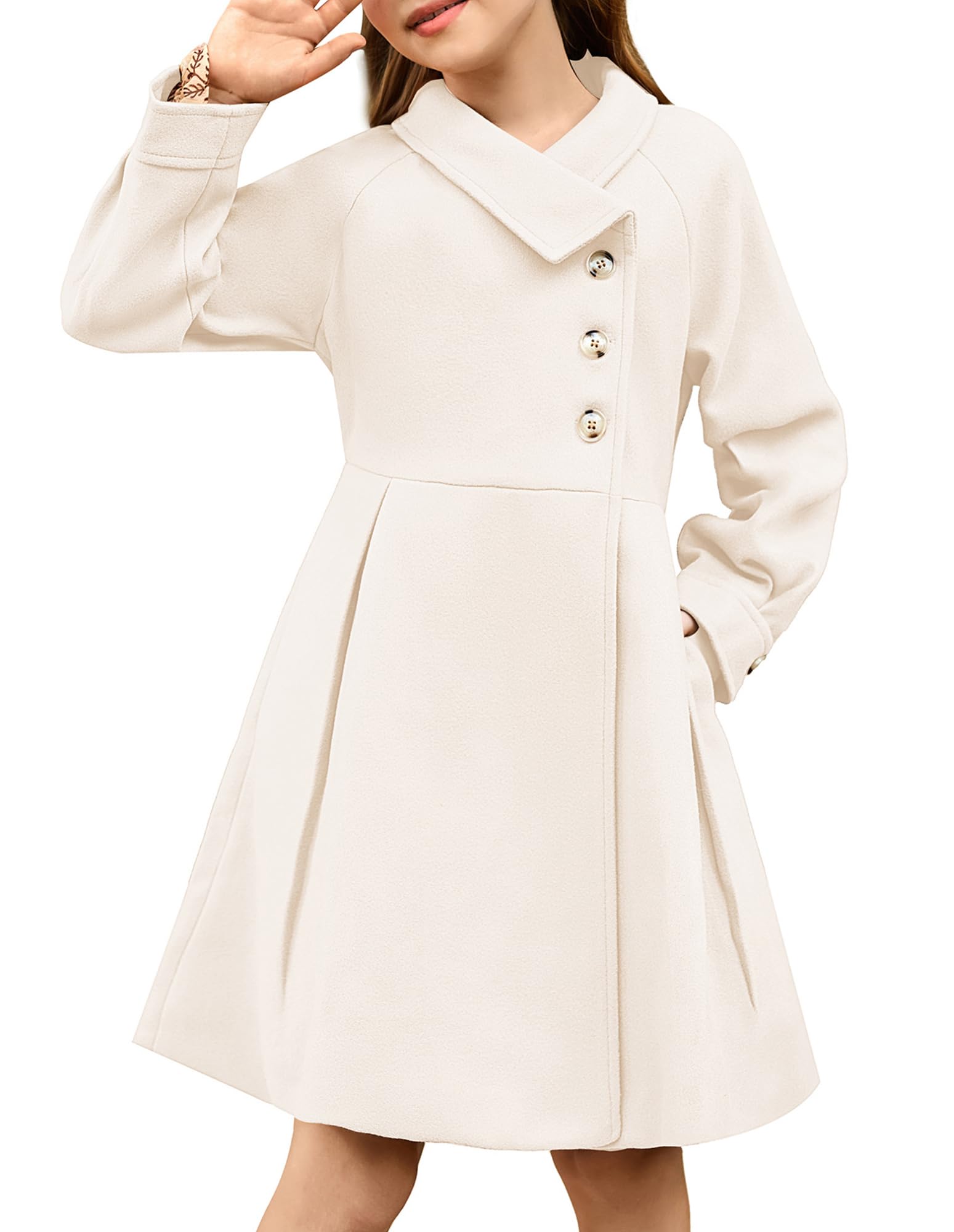GRACE KARIN Girls Peacoat Dress Coat Wool Lapel Jacket Fall Winter Outfit