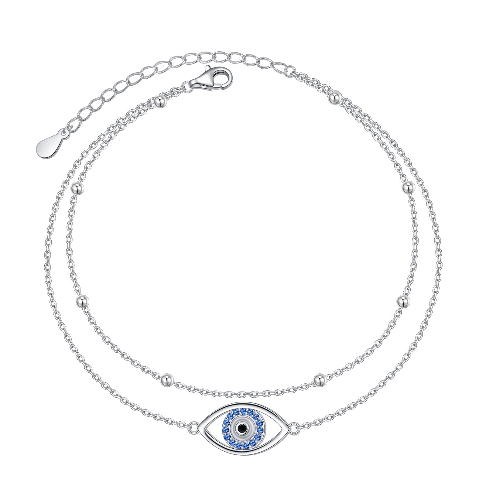 Anklet for Women S925 Sterling Silver Adjustable Foot Plus Ankle Bracelet