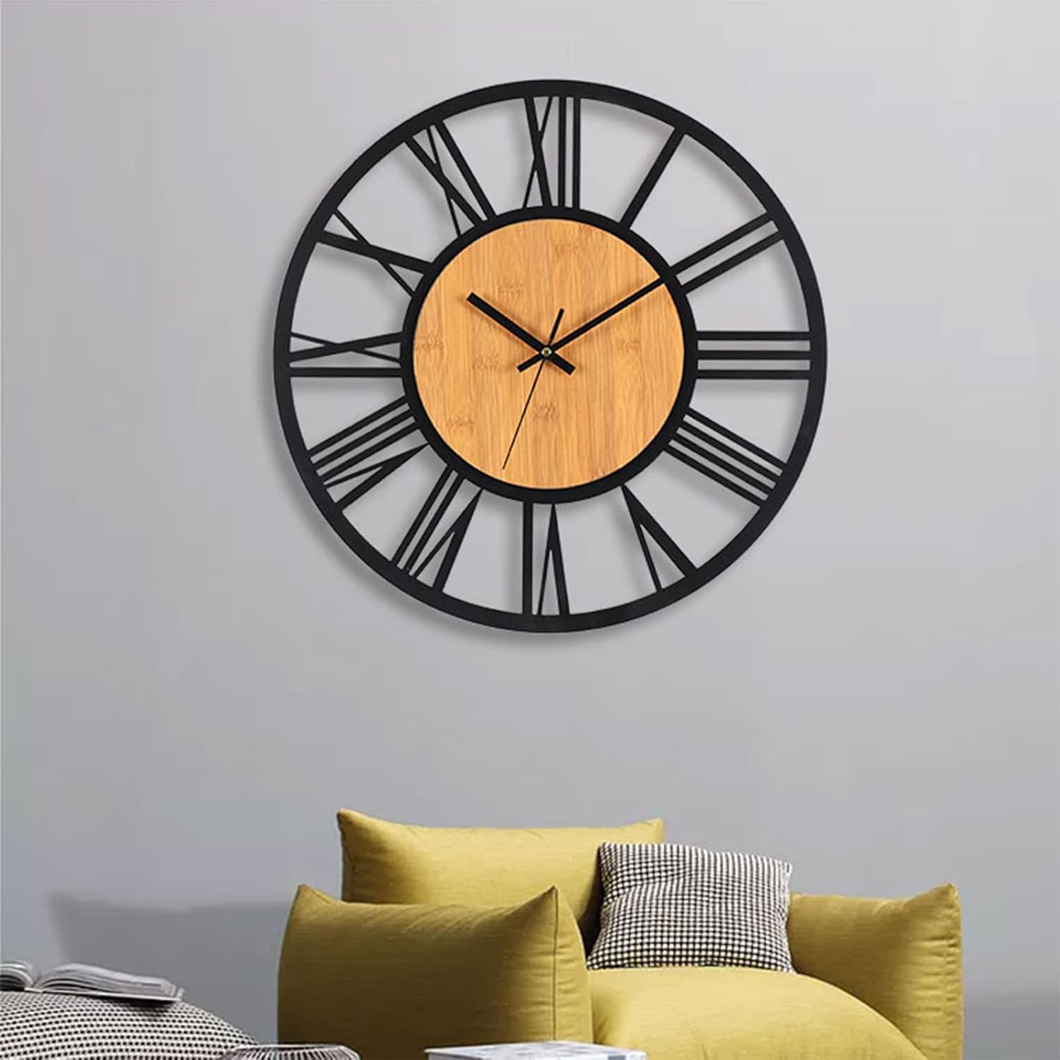 Orologio Da Parete Legno E Metallonero 40 Cm - Stile Antico, Silenzioso, A Batteria, Per Casa O Fattoria - Foto 2