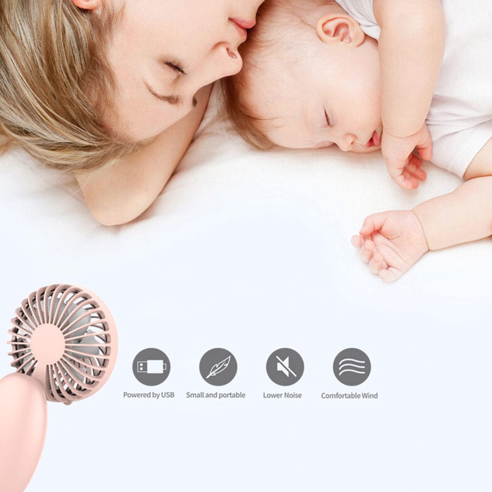 XJBTBA Mini Ventilatore Portatile, Ventilatore Portatile Ventilatore da Tavolo USB Piccolo Ventilatore Manuale Personale Ventilatore Elettrico Pieghevole di Raffreddamento A 3 velocità per Viaggi