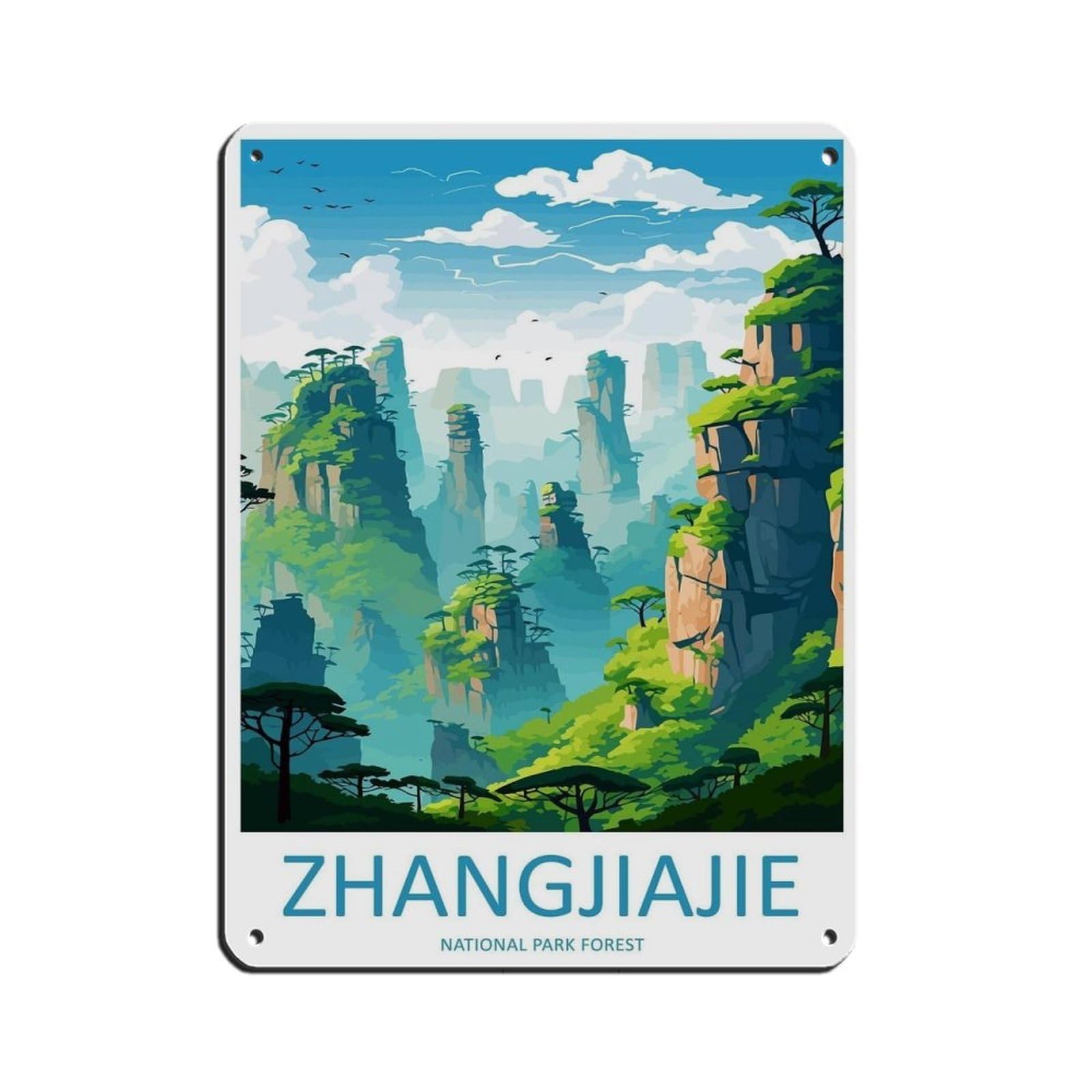 Zhangjiajie Travel Art China Zhangjiajie Gift Tin Sign Vintage Metal Pub Club Cafe Bar Home Wall Art Decoration Poster Retro 12x16inch(30x40cm)